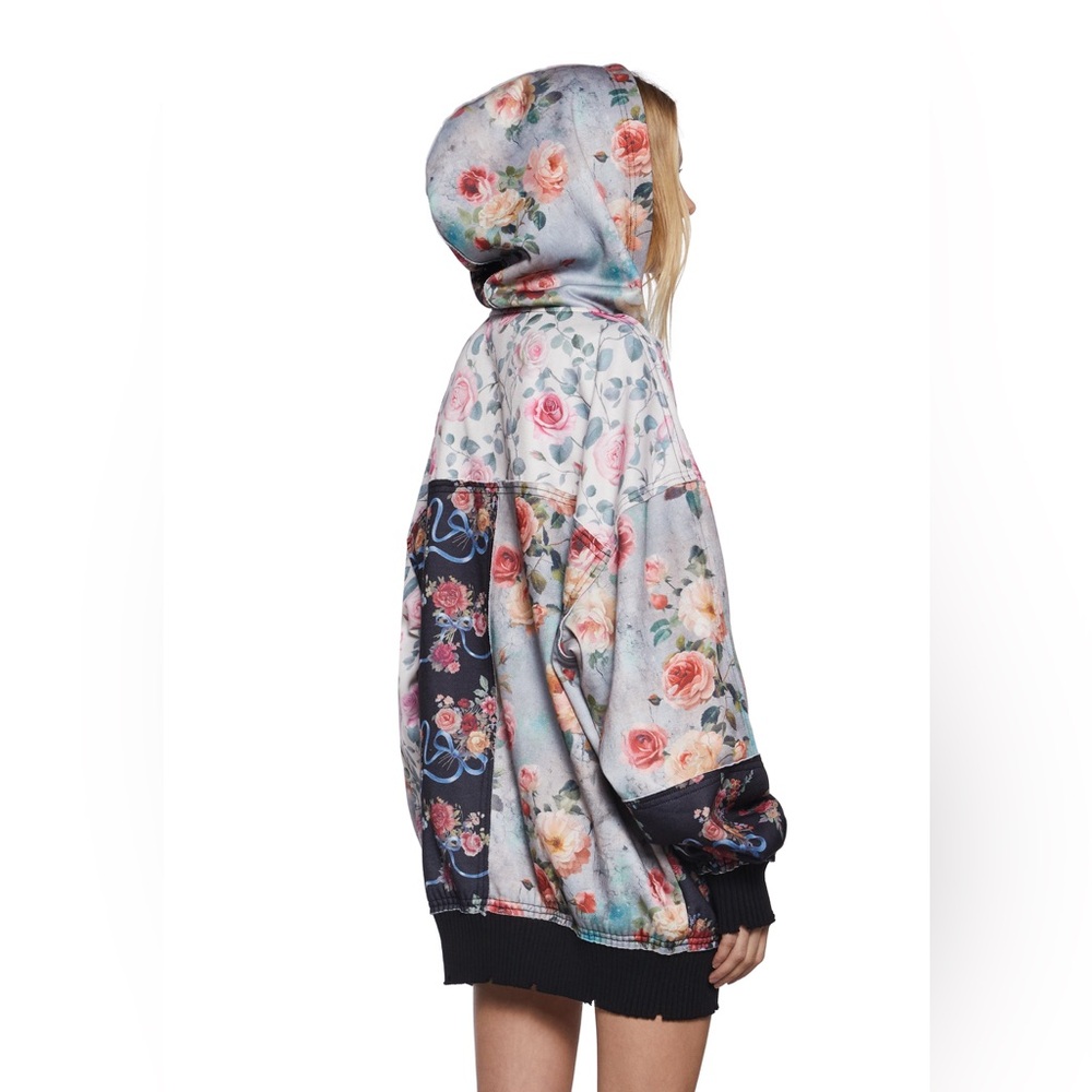 Current Mood Late Riser Floral Patchwork Hoodie S… - image 3